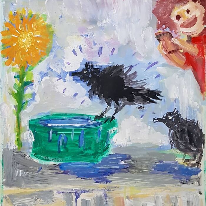 Bathing Crows🖤💦 And Me Taking Their Photos 😄