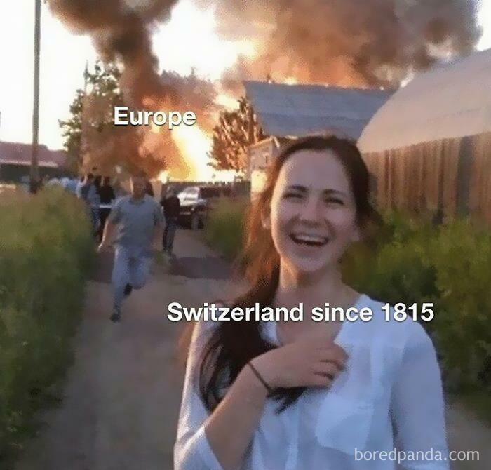 Learn The History Behind The Meme ➡️ For Centuries, The Tiny Alpine Nation Of Switzerland Has Adhered To A Policy Of Armed Neutrality In Global Affairs. How Did It Earn Its Unique Place In World Politics? The Earliest Moves Toward Swiss Neutrality Date To 1515, When The Swiss Confederacy Suffered A Devastating Loss To The French At The Battle Of Marignano. It Was The Napoleonic Wars, However, That Truly Sealed Switzerland’s Place As A Neutral Nation. Switzerland Was Invaded By France In 1798 And Later Made A Satellite Of Napoleon Bonaparte’s Empire, Forcing It To Compromise Its Neutrality. But After Napoleon’s Defeat At Waterloo, The Major European Powers Concluded That A Neutral Switzerland Would Serve As A Valuable Buffer Zone Between France And Austria And Contribute To Stability In The Region. During 1815’s Congress Of Vienna, They Signed A Declaration Affirming Switzerland’s “Perpetual Neutrality” Within The International Community. A More Significant Challenge To Swiss Neutrality Came During World War II, When The Country Found Itself Encircled By The Axis Powers. While Switzerland Maintained Its Independence By Promising Retaliation In The Event Of An Invasion, It Continued To Trade With Nazi Germany, A Decision That Later Proved Controversial After The War Ended. ———
⬇️⬇️⬇️
follow @educational.history.memes For More Memes With Informative Captions