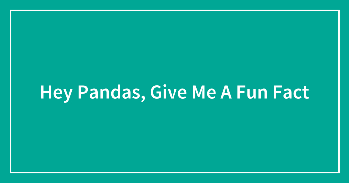 Hey Pandas, Give Me A Fun Fact (Closed)