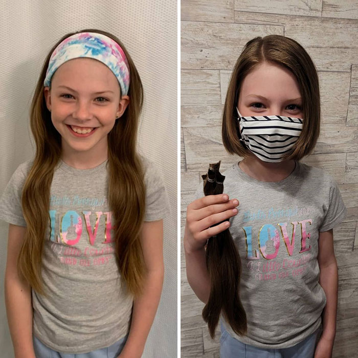 This Brave Girlie Chopped All Her Hair Off To Donate It! 12 + Inches For Wigs For Kids!