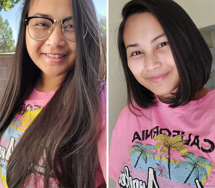 Two 14 Inch Pony Tails On The Way To Wigs For Kids! 2 Inches More Than The 12 Inches I Donated 2 Years Ago, I'm Still In Shock I Cut Off All This Hair