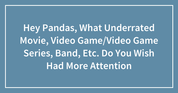 Hey Pandas, What Underrated Movie, Video Game/Video Game Series, Band, Etc. Do You Wish Had More Attention