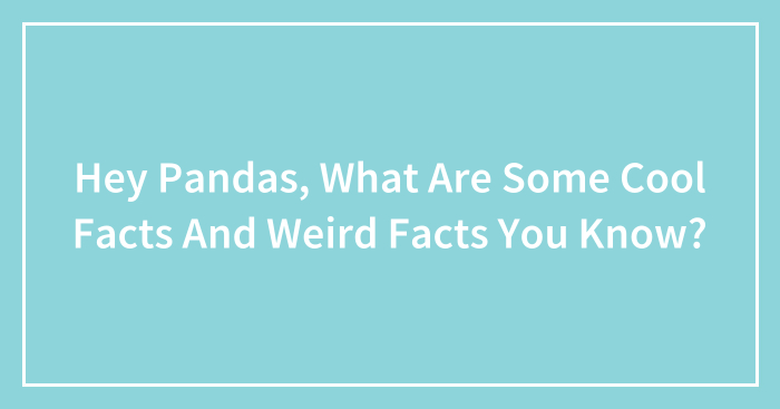 Hey Pandas, What Are Some Cool Facts And Weird Facts You Know? (Closed)