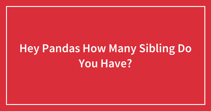 Hey Pandas How Many Sibling Do You Have?