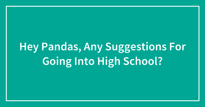 Hey Pandas, Any Suggestions For Going Into High School? (Closed)