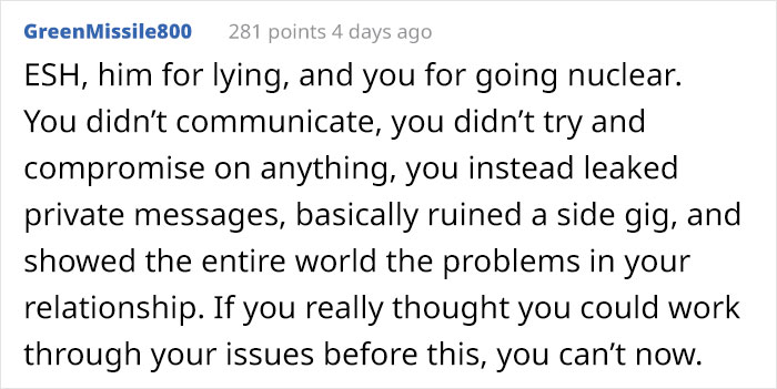 Woman Exposes Her Influencer Boyfriend's Lies, Wonders If She Did The Right Thing