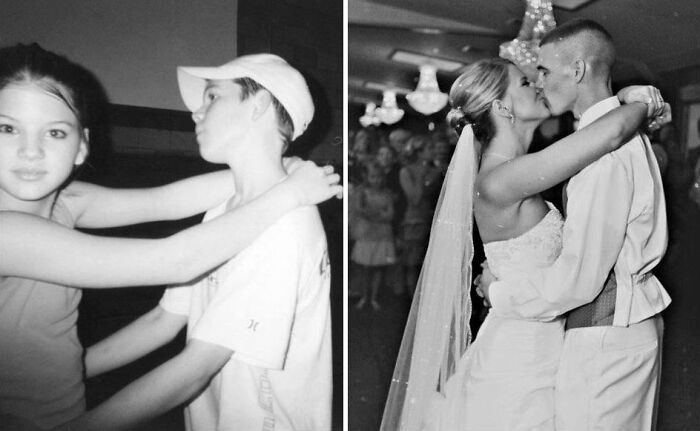 My Wife And I During A Dance In Sixth Grade And Then On Our Wedding Day