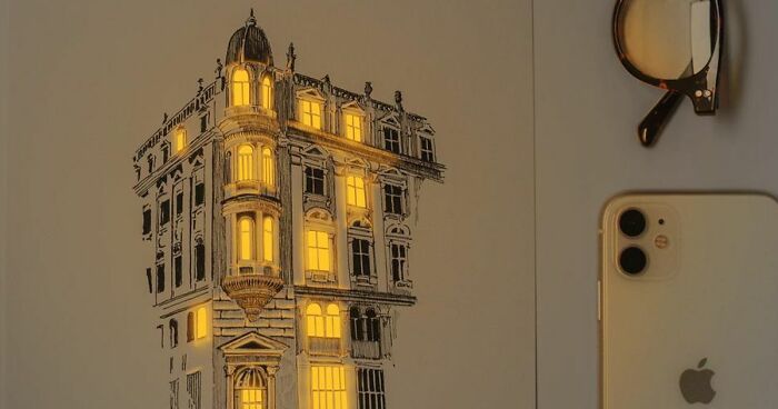 Artist Creates Architectural Drawings Using Pen and Ink And They Look As If They’re Illuminated With Real Lights (12 Pics)