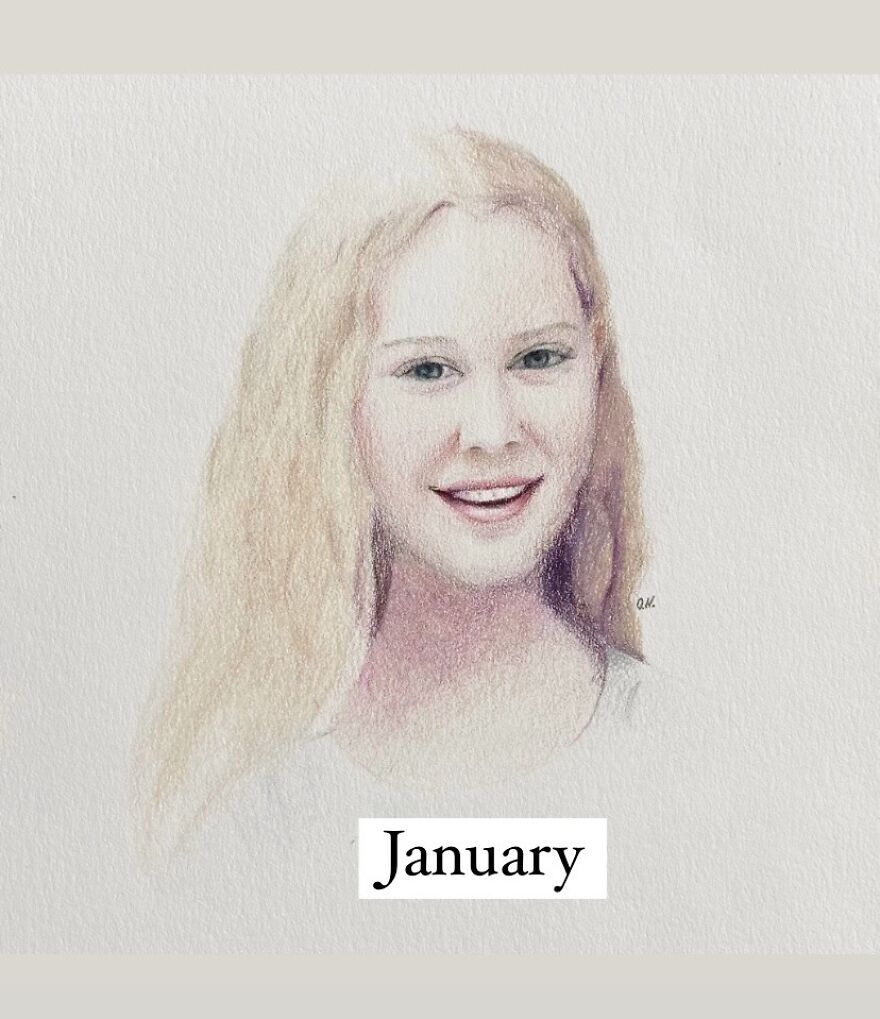 I Used Colored Pencils To Make 12 Portraits Of My Friends For A Whole Year