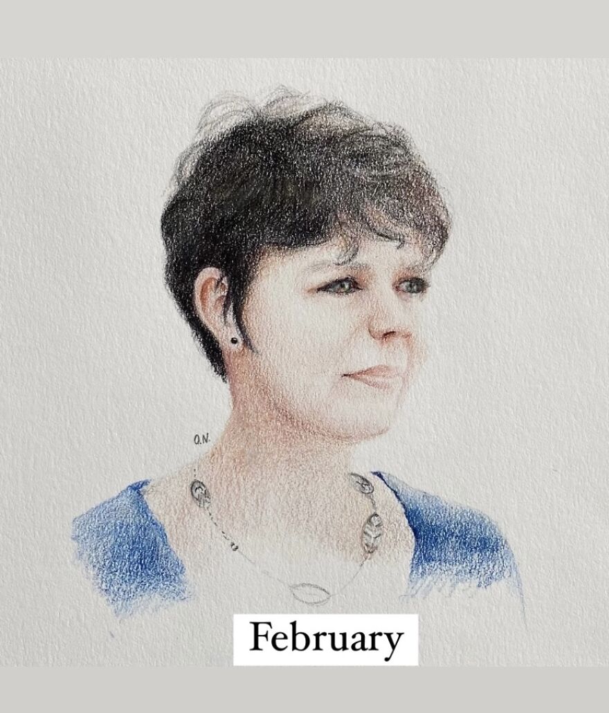 I Used Colored Pencils To Make 12 Portraits Of My Friends For A Whole Year