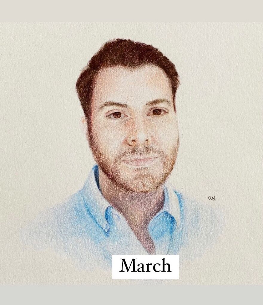 I Used Colored Pencils To Make 12 Portraits Of My Friends For A Whole Year