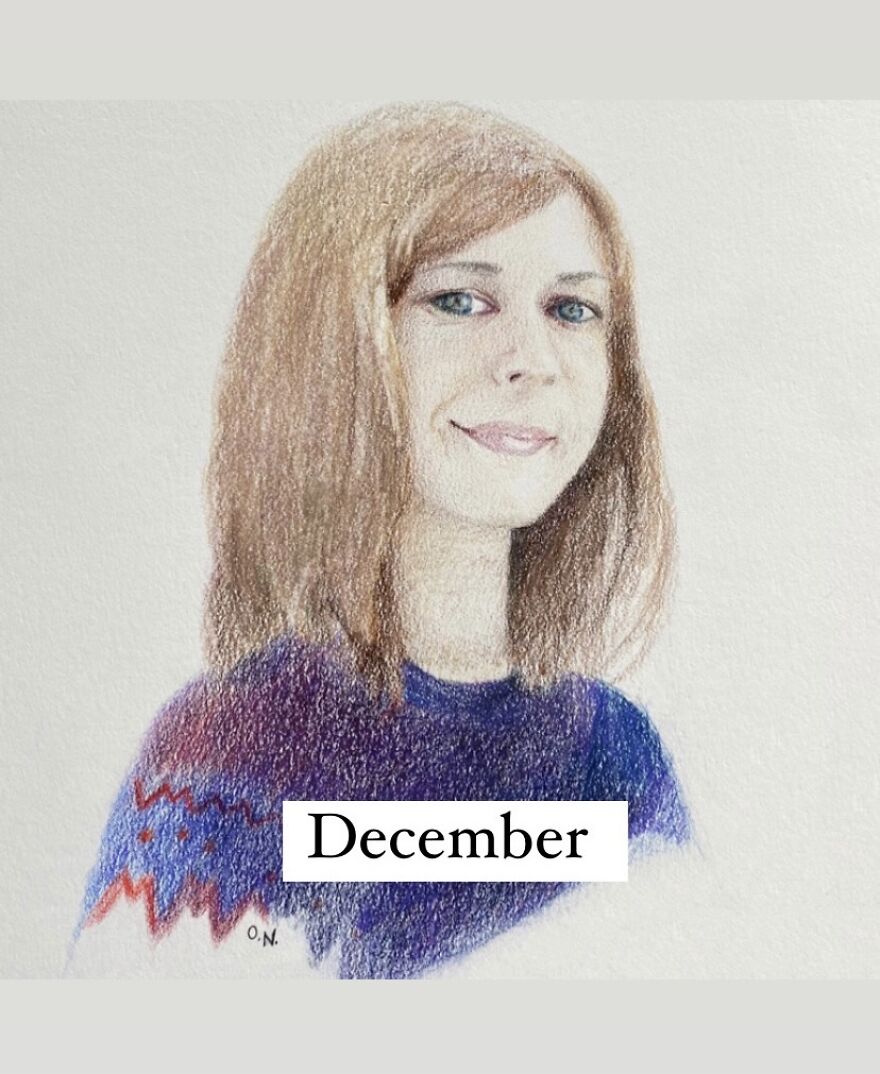 I Used Colored Pencils To Make 12 Portraits Of My Friends For A Whole Year
