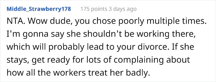 Man Sees His Wife Berating His Employee Who Made A Mistake, Reminds Her She's "Not The Boss" And Tells Her To Leave Man Sees His Wife Berating His Employee Who Made A Mistake, Reminds Her She's "Not The Boss" And Tells Her To Leave