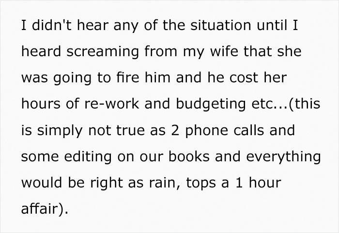 Man Sees His Wife Berating His Employee Who Made A Mistake, Reminds Her She's "Not The Boss" And Tells Her To Leave