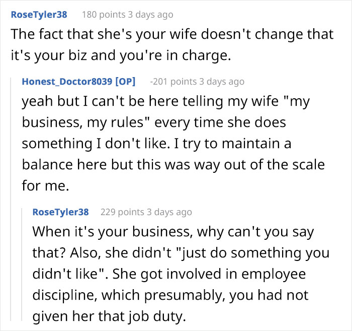 Man Sees His Wife Berating His Employee Who Made A Mistake, Reminds Her She's "Not The Boss" And Tells Her To Leave