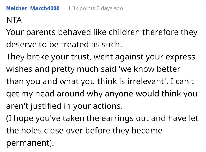 Grandparents Pierce Baby's Ears Behind The Parents' Back And Are Then Mad They Don't Get To Babysit Anymore