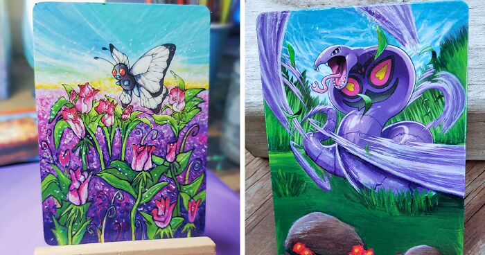 I Take Pokemon Cards And Redraw Them, Making Each One Into A Unique Painting (66 Pics)