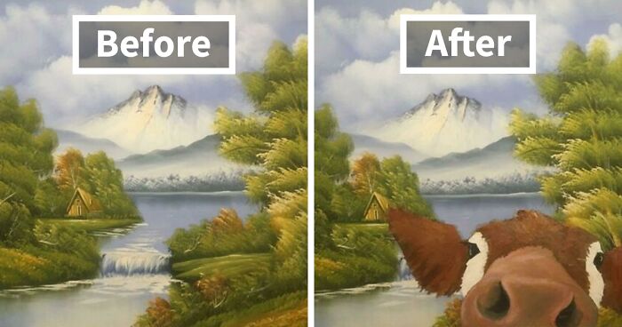 35 Times That Artists Upgraded Thrift Store Paintings With Their Paintbrushes And Shared It In The ‘Repaintings’ Online Community