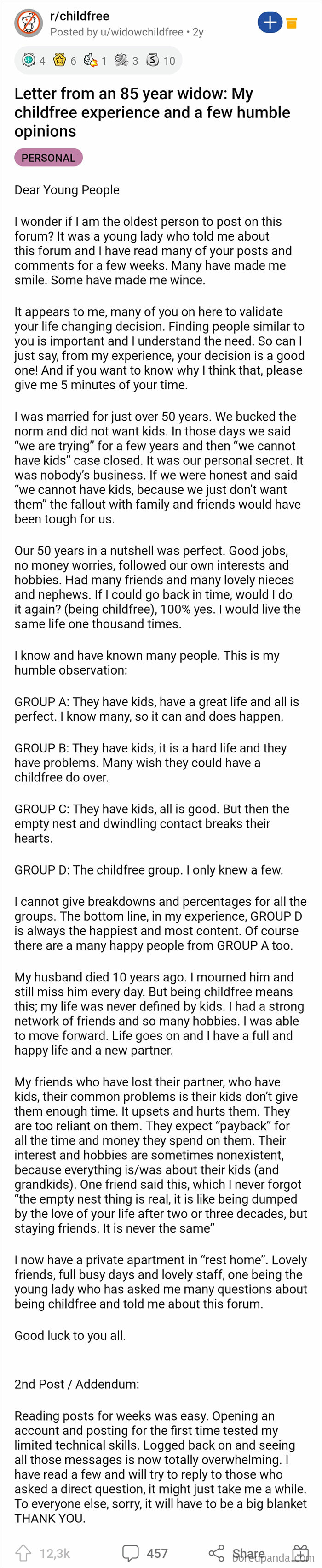 Letter From An 85 Year Widow: My Childfree Experience And A Few Humble Opinions