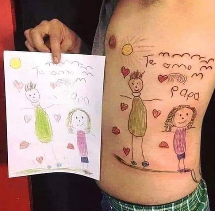 Man Tattooed His Daughter’s Last Drawing Before She Passed Away