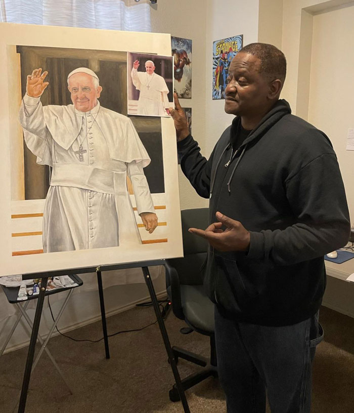 This Painting My Grandpa Made Of The Pope