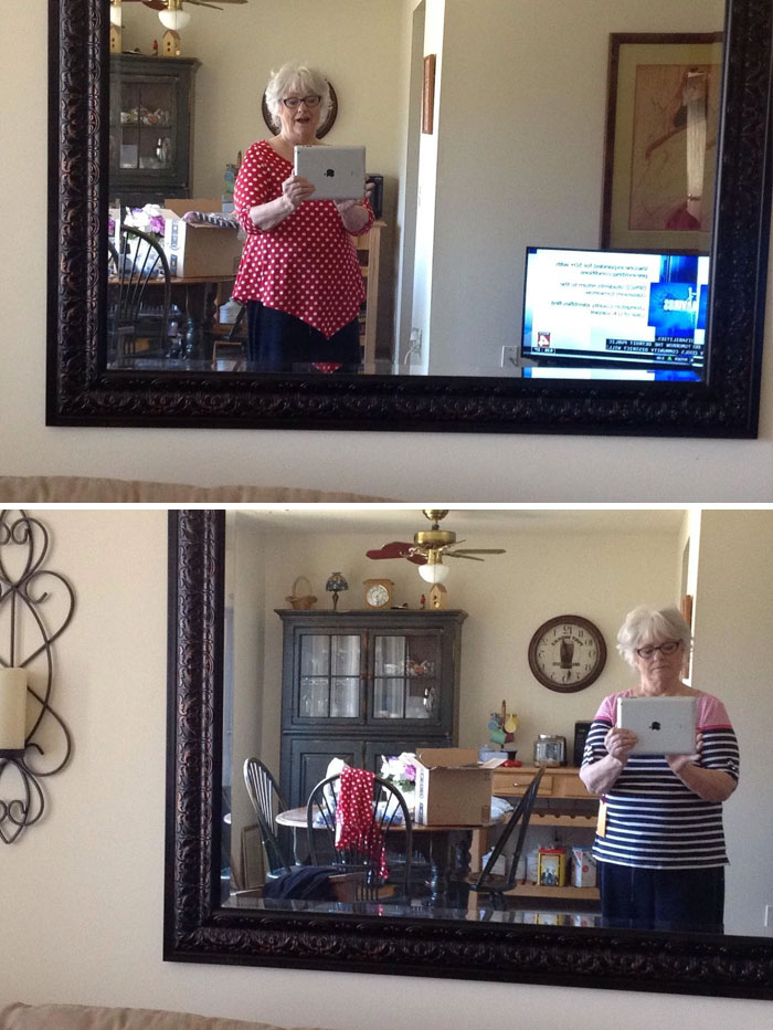 My Grandma Sent Me These Pictures Of Her In Her New Shirts
