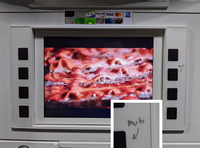 A Minor Example, But Someone Marked Which Button Would Silence The Ads On The Gas Pump