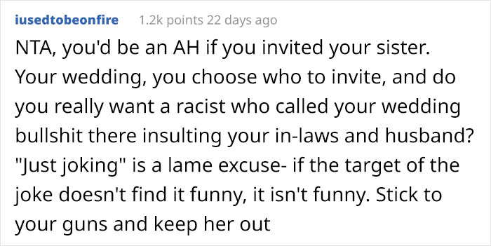 Woman Keeps Making Racist Jokes About Her Sister's Korean BF, Gets Banned From Their Wedding Woman Keeps Making Racist Jokes About Her Sister's Korean BF, Gets Banned From Their Wedding