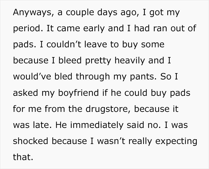 Boyfriend Storms Off After Girlfriend Calls Out His Fragile Masculinity For Refusing To Buy Her Pads Boyfriend Storms Off After Girlfriend Calls Out His Fragile Masculinity For Refusing To Buy Her Pads