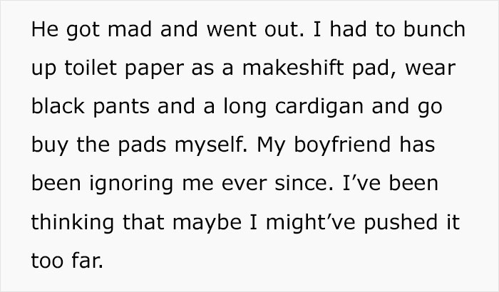 Boyfriend Storms Off After Girlfriend Calls Out His Fragile Masculinity For Refusing To Buy Her Pads Boyfriend Storms Off After Girlfriend Calls Out His Fragile Masculinity For Refusing To Buy Her Pads