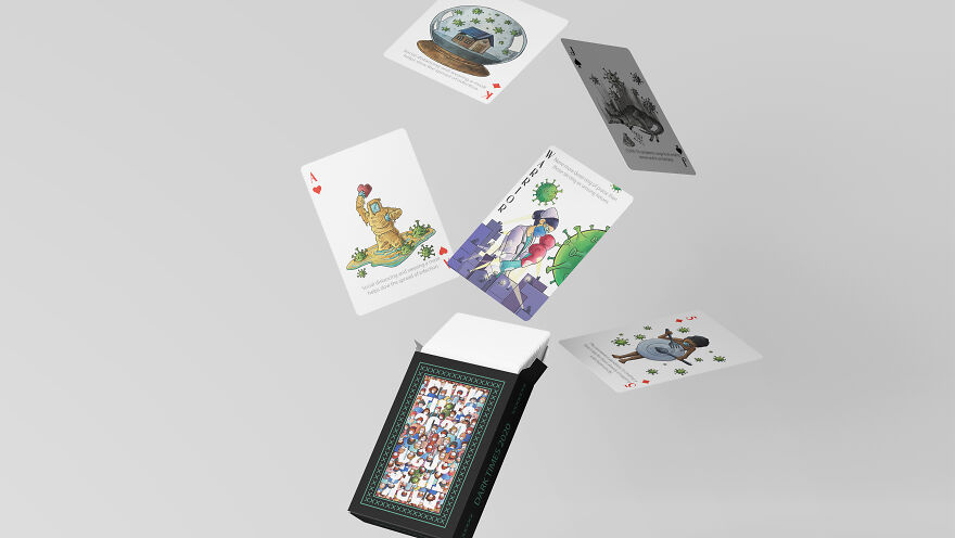 A Custom-Designed Set Of Corona Themed Playing Cards With 52 Illustration & Stories Inspired By True Rvents