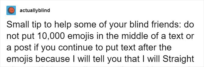 This User Asks Not To Put Too Many Emojis When Texting To A Visually Impaired Person, Explains Why