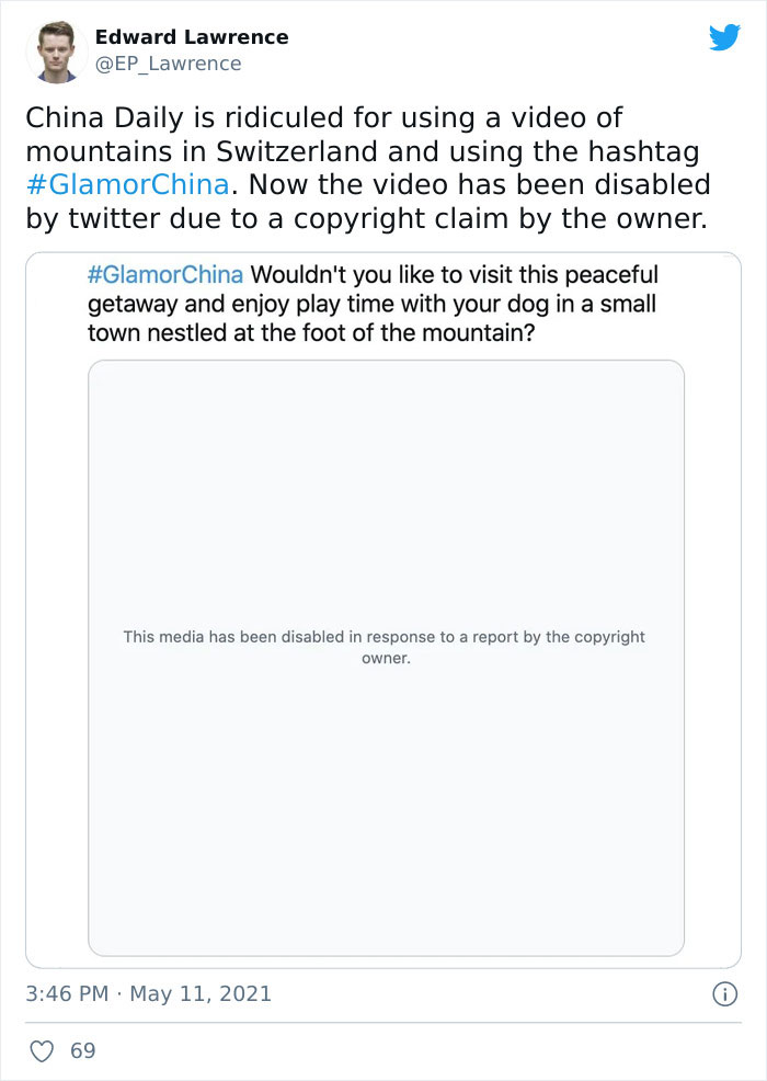 Chinese Propaganda Media Caught Lying Trying To Promote China Using Stolen Footage Of Swiss Alps