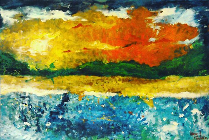 Not Mine But My 3 1/2 Year Old Son's Painting, I Did The Sun For Him