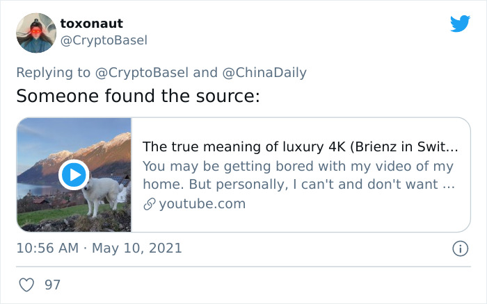 Chinese Propaganda Media Caught Lying Trying To Promote China Using Stolen Footage Of Swiss Alps