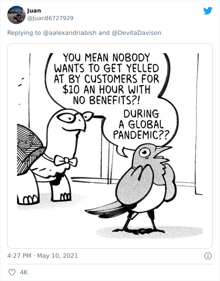 Workers Make Truthful Signs About Why Employers Are Facing Staff Shortages Workers Make Truthful Signs About Why Employers Are Facing Staff Shortages