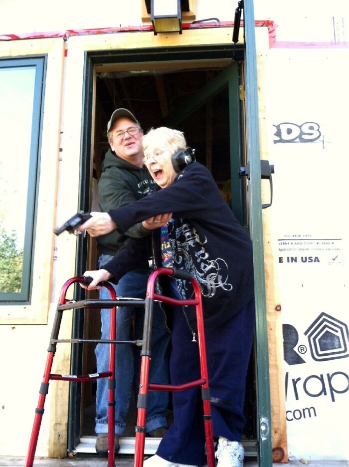 This Is My Grandma Firing A Gun For The First Time In Her Life. Enjoy It As Much As She Did