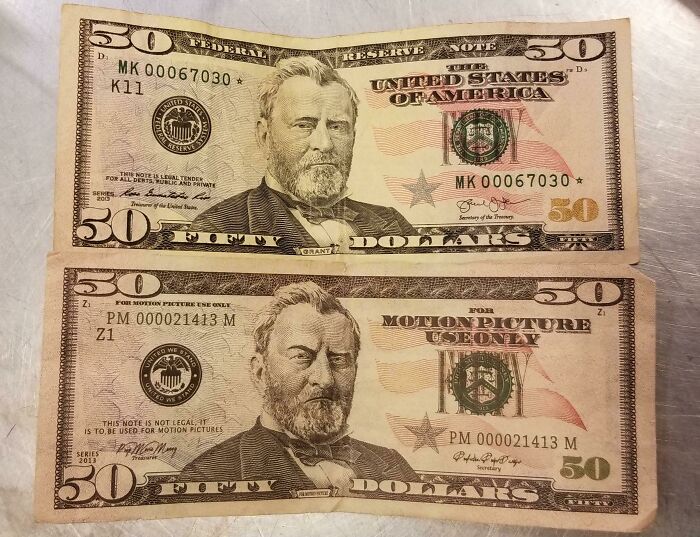 Real vs. Fake $50 We Recieved At Work The Other Day