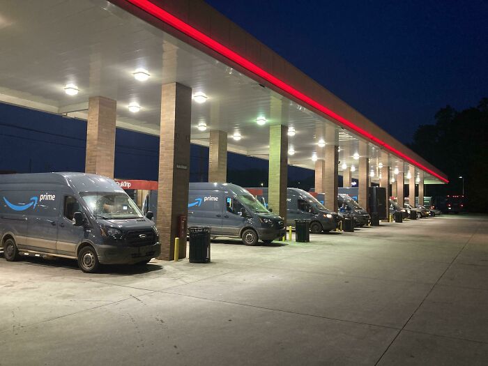 Stopped For Gas And There Was Nothing But Amazon Trucks