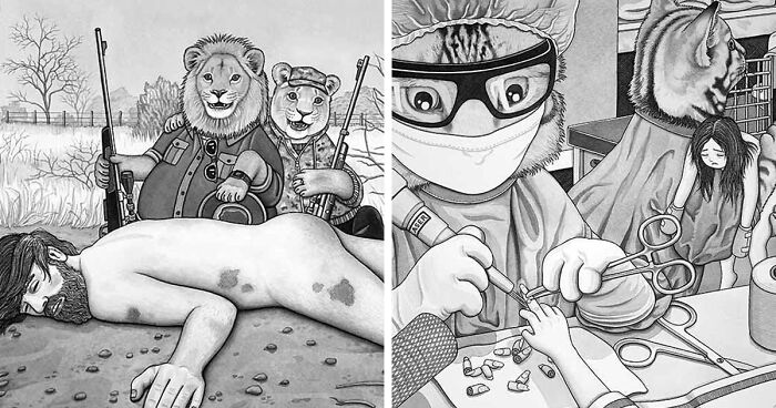 Artist Creates Illustrations Where The Roles Of Humans And Animals Are Reversed, And The Reality Is Thought-Provoking (50 Pics)