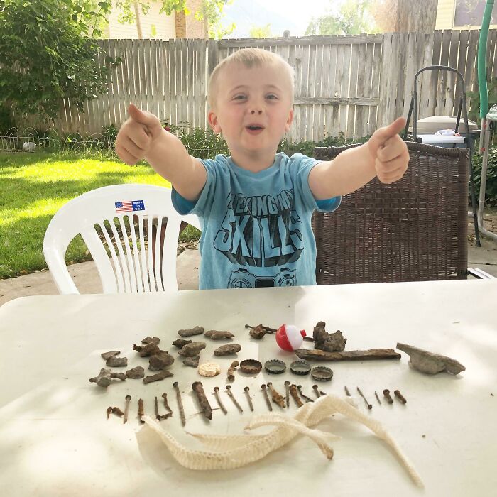 Might Only Be $.02 Worth Of Slag Metal, But My 5 Yr Old Thought It Was A Million Dollars Worth Of Aztec Gold!! He’s Hooked