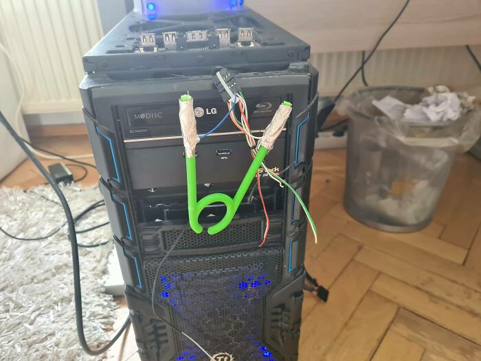 Power Button Broke And Didn't Have A Replacement Lying Around… There Was, However, A Broken Coat Hanger