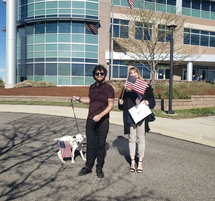 My Partner Got Her Citizenship Today And My Puppy Wanted To Suport Her