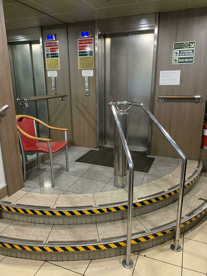 These Stairs Leading Up To An Elevator