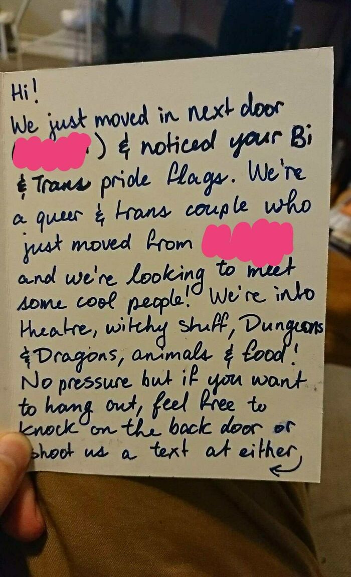 Lovely Note From My New Neighbours