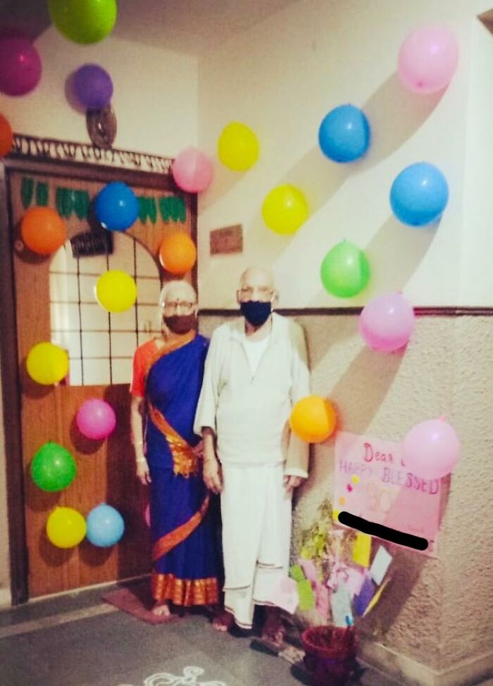 Granddad's 90th Birthday Today And His Neighbours Decorated The Doorway Of The House For Him Because None Of Our Family Could Visit Due To Covid-19