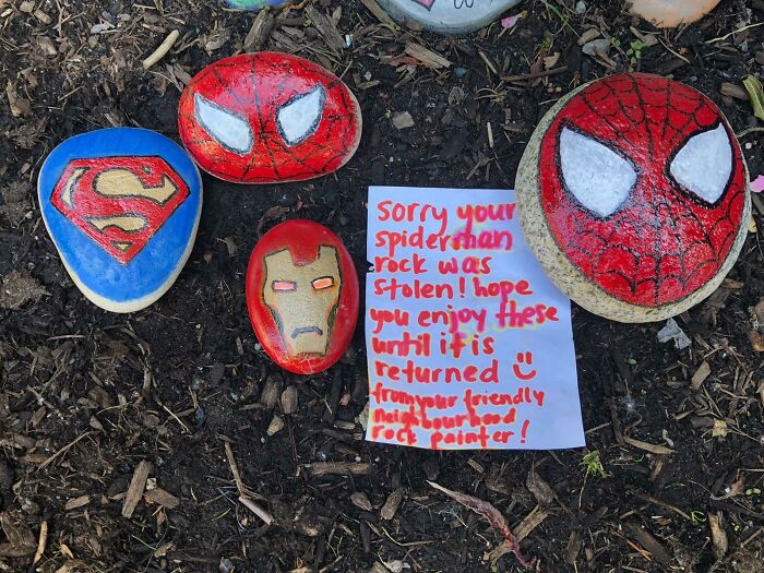 One Of My Neighbours Painted Garden Rocks Was Stolen. Some Mystery Person Did This
