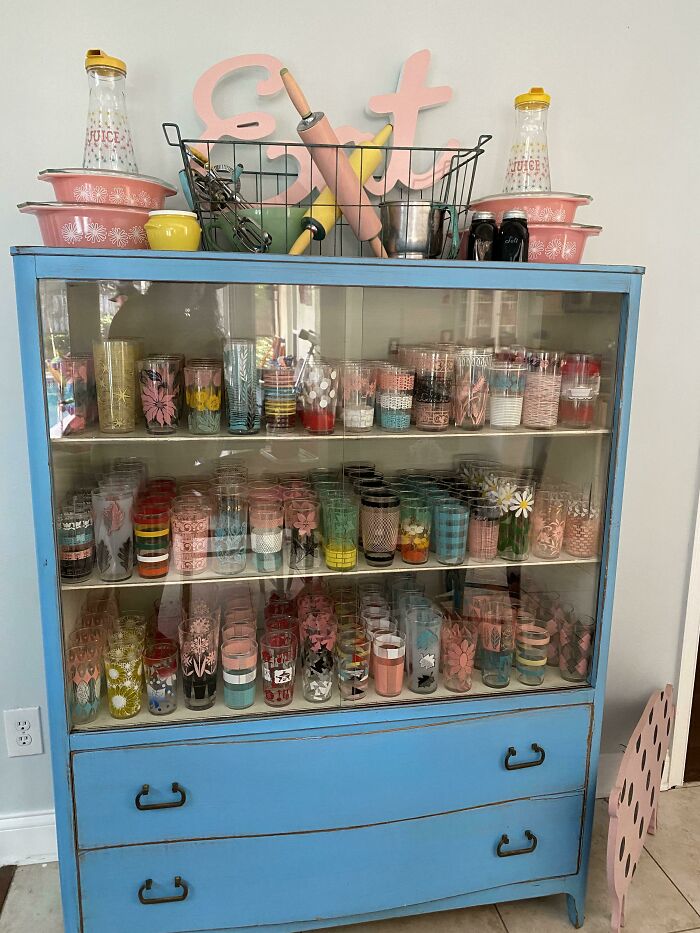 I Collect Old Drinking Glasses And Came Across This Beautiful Cabinet Last Week At Salvation Army! It’s Perfect