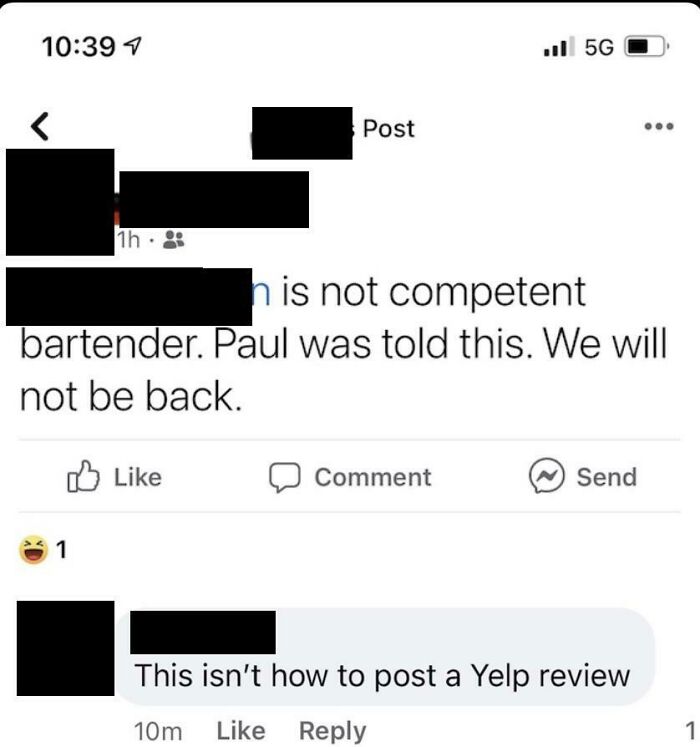 Not Competent Bartender. Paul Was Told This.