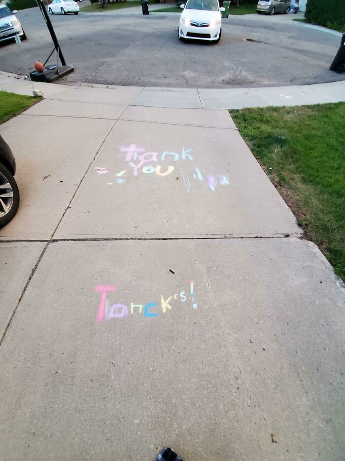 Found An Old Box Of Unopened Chalk, Gave It To The Neighbors Kids Since We'd Never Use It. 10/10 Would Recommend